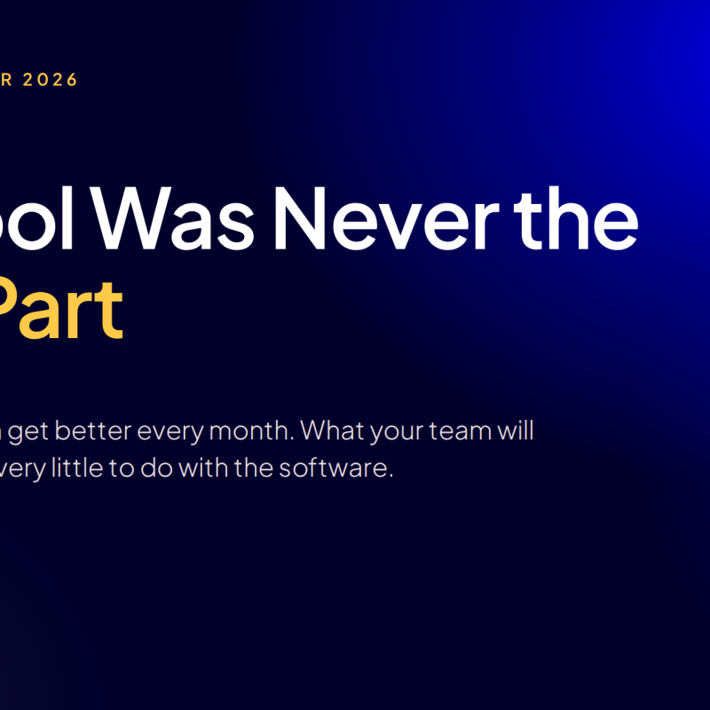 Article header: The Tool Was Never the Hard Part. AI tools for LinkedIn get better every month. What your team will actually notice has very little to do with the software.