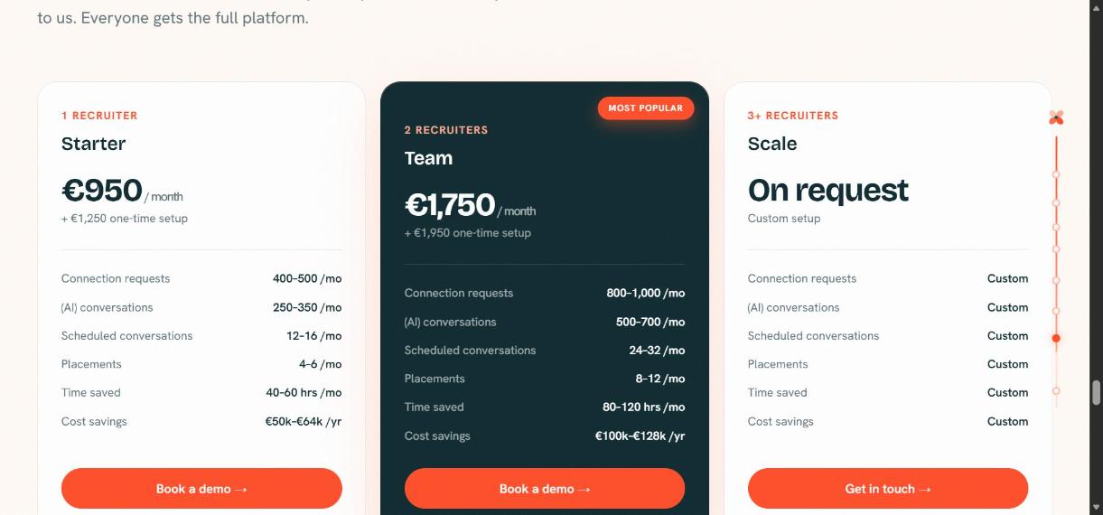 Vibi packages: Starter, Team, Scale